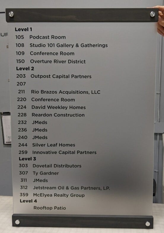 Property Management Signs Cowtown Frosted Directory Sign