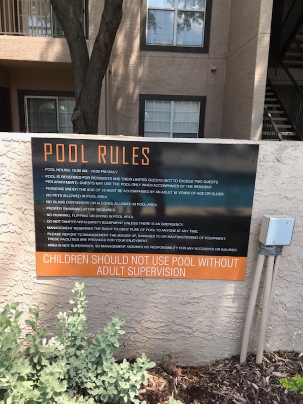 Types of Signs Needed for Multi-Family Housing Best Sign Shop Pool Rules