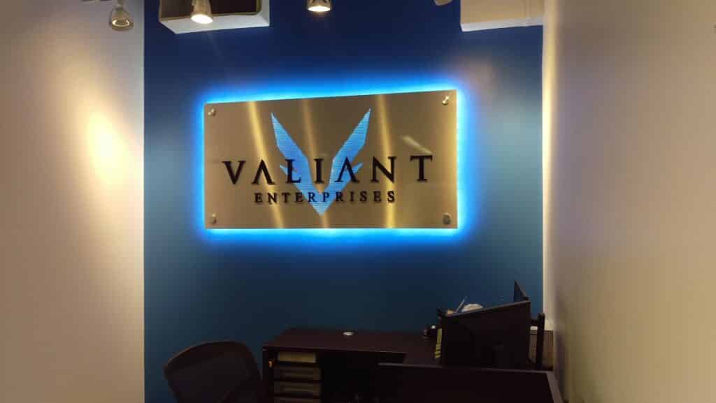 Channel Letters 5 Valiant Lobby Sign